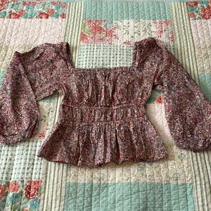 J.Crew Liberty fabric square neck top